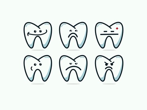 Emo Smile Dental Character Icon Designs