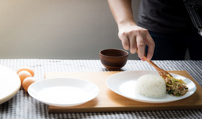 Closeup of Human hands cooking