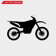 Motorcycle icon isolated on white. Vector illustration of motocross motorcycle