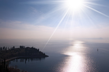 Naklejka na ściany i meble Punta San Vigilio, promontory in the Garda Lake (Lago di Garda). Italy, Europe