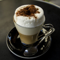 A tall cappuccino