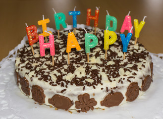 birthday cake with candles. Happy Birthday