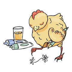 Little chicken drawing pattern in the style of mehndi by his finger