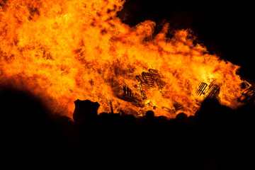 Bonfire night burning Guy Fawkes