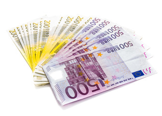 euro money banknotes isolated on white background