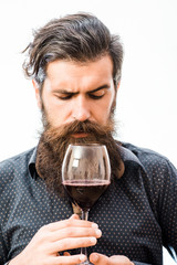 bearded man with wine