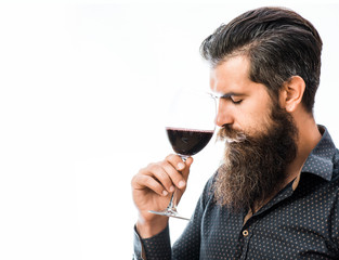 bearded man with wine