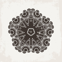 Vector mandala. Mehndi lace tattoo. Oriental weave.