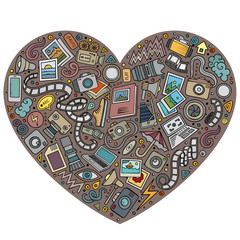 Set of Photo studio cartoon doodle objects