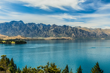 Naklejka premium The Remarkables and Lake Wakatipu, Queenstown, New Zealand