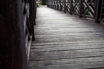 Obraz premium wooden bridge . Boardwalk over the river 