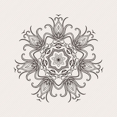 Vector mandala. Mehndi lace tattoo. Art Nouveau weave.