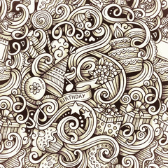 Cartoon hand drawn holidays doodles seamless pattern