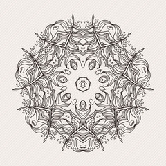 Vector mandala. Mehndi lace tattoo. Art Nouveau weave.