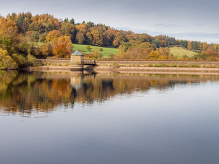 Control Tower and Dam Wall at Fernilee Reservoir, The Goyt Valley, Peak District, UK