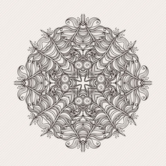 Vector mandala. Mehndi lace tattoo. Art Nouveau weave.