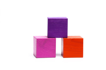colored children cubes on  white isolated background