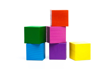 colored children cubes on  white isolated background