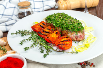 barbecue steak with chimichurri sauce