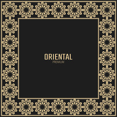 Vector islamic frame oriental style. Square vector border for design.