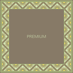 Vector islamic frame oriental style. Square vector border for design.