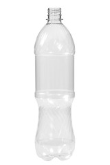 New, clean, empty plastic bottle on white background
