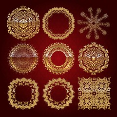 Gold mandala set. Red version