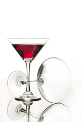 Wineglasses On A Black Glass Studio Background