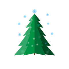 Spruce and snowflake isolated