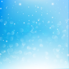 Snow fall with bokeh abstract blue background vector illustratio