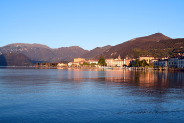 The small town of Iseo and Lake Iseo in Brescia