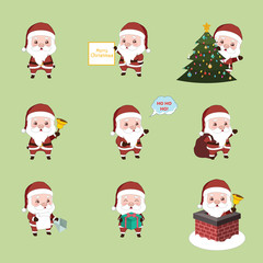 Set of Santa with different activities
