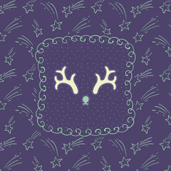 Christmas and New Year vintage ornate frame with Santa's deer symbol