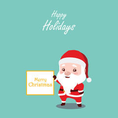 Christmas greeting with Santa holding a holiday greeting