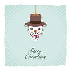 Snowman garland greeting for Christmas