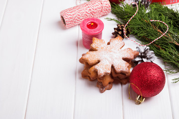 Christmas cookies and decor close-up