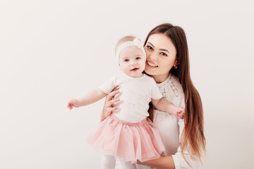 happy family mother and baby daughter