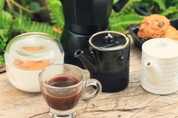 Cashew cookies with hot coffee