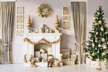 Beautiful Christmas interior decoration for family celebration