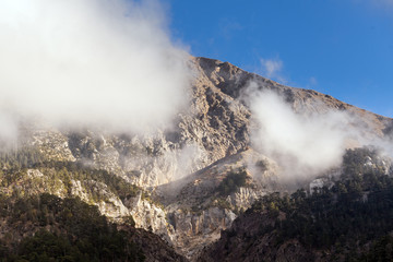 Turkish landscape with Olympos mountain.