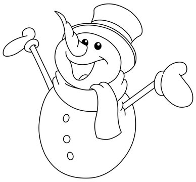 outlined snowman raising arms
