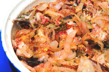 Fish stew in a baking dish