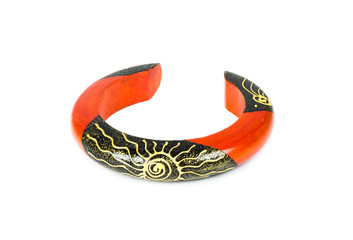 Wood bracelets and painted isolated on white background