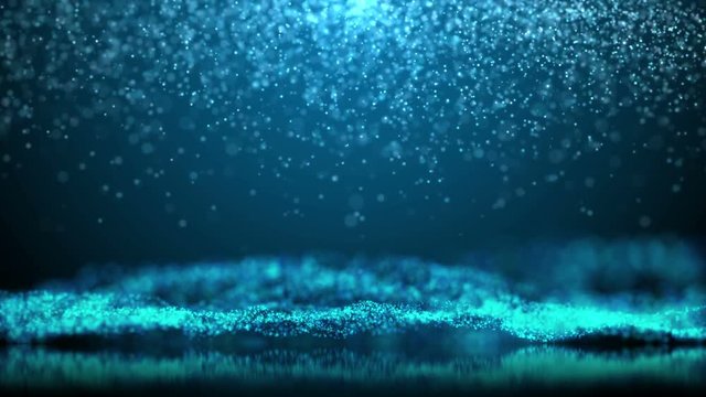 Gently falling snow with freezing waves. Christmas card, place for your text. Christmas relaxing animated video. 4K seamless loop animated video.