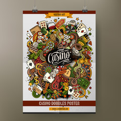 Cartoon hand drawn doodles Casino poster template