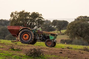 old tractor on a filed
