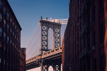 Fototapeta na wymiar Manhattan Bridge, New York City, as seen from Brooklyn