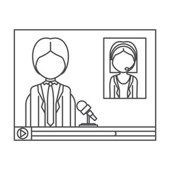 Journalist icon. Broadcasting news technology media and communication theme. Isolated design. Vector illustration