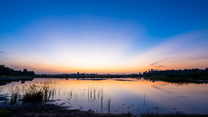 sunset on the lake landscape