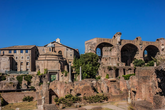 One of most famous landmarks in world - Roman Forum. Rome, Italy